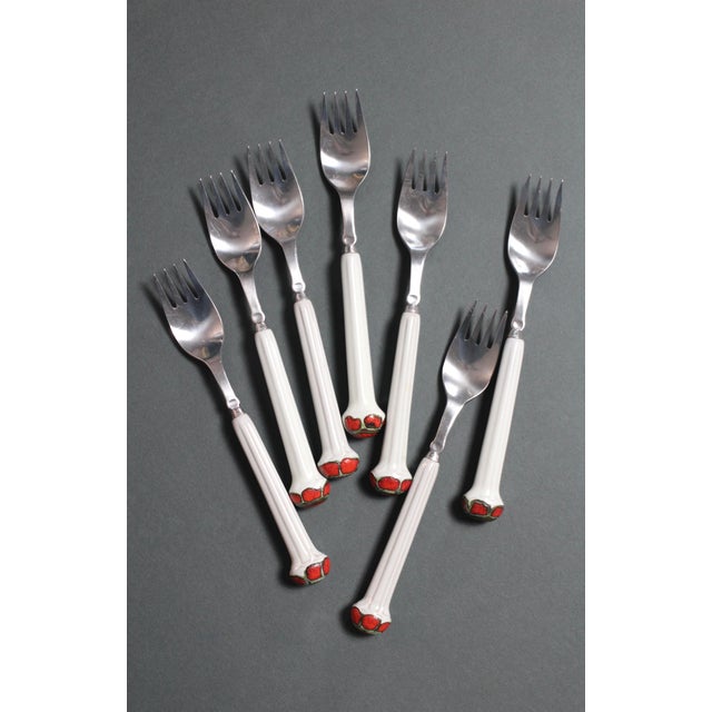 1970s Boho Chic Denby Regency White Jewel Flatware - Forks For Sale - Image 4 of 12