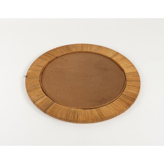 Mid-Century Round Rattan and Wicker Wall Mirror in the style of Vivai del Sud, Italy, 1970s For Sale - Image 10 of 11