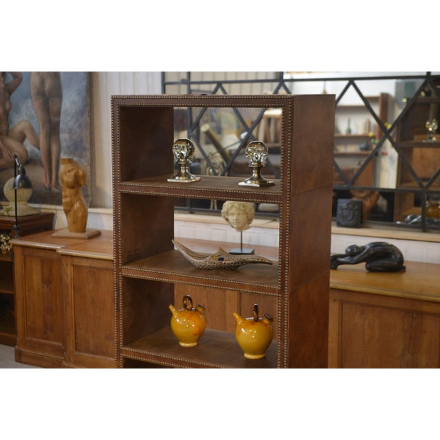 Wood Faux Leather Studded Shelf, 2000s For Sale - Image 7 of 9