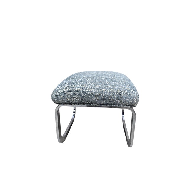 Metal Mid Century Modern Milo Baughman Cantilever Chair & Ottoman For Sale - Image 7 of 8