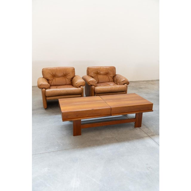 Model Coronado Armchairs with Poufs in Cognac by Tobia & Afra Scarpa for B&B Italia, 1970, Set of 4 For Sale - Image 3 of 18