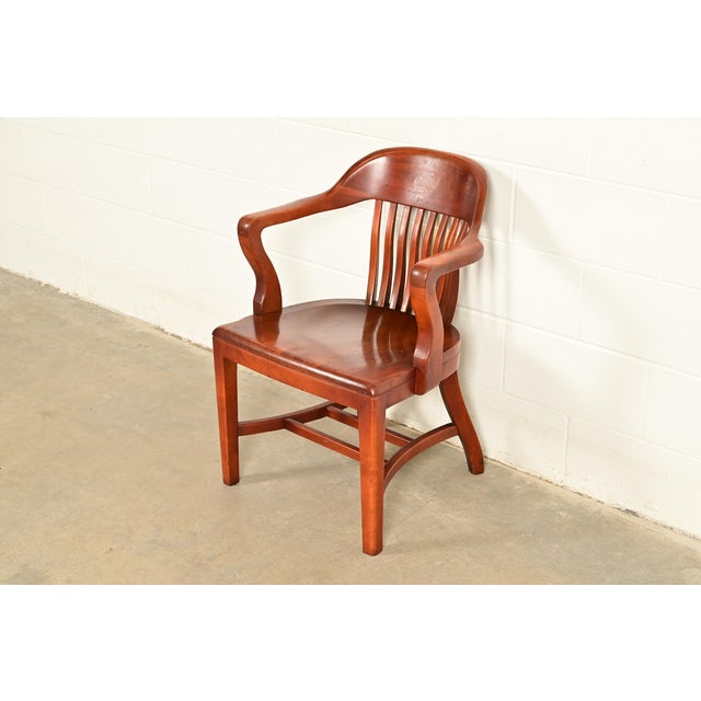 B. L. Marble Chair Co. Antique Mission Arts & Crafts Walnut Banker's Chair, Circa 1910 For Sale - Image 14 of 14