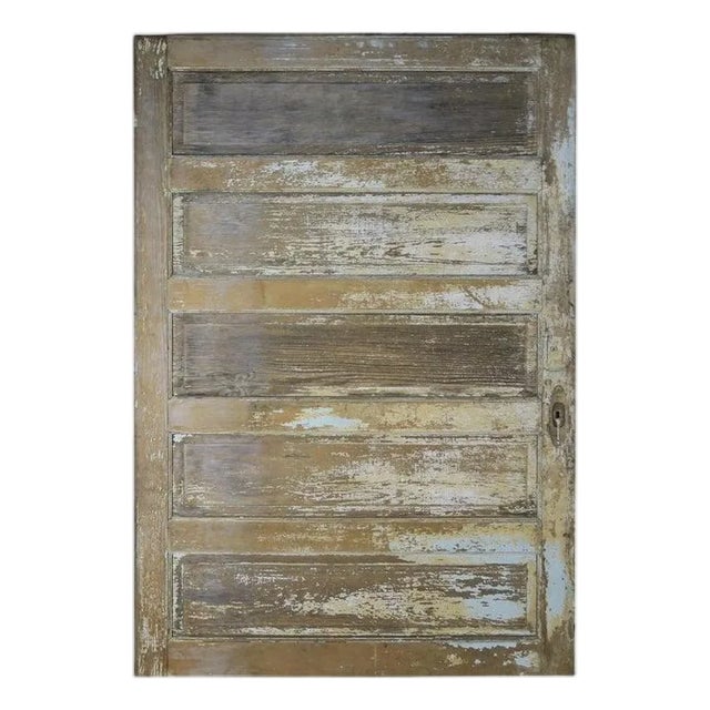 19th Century French Hand-Painted Barn Door, Distressed Country Style For Sale