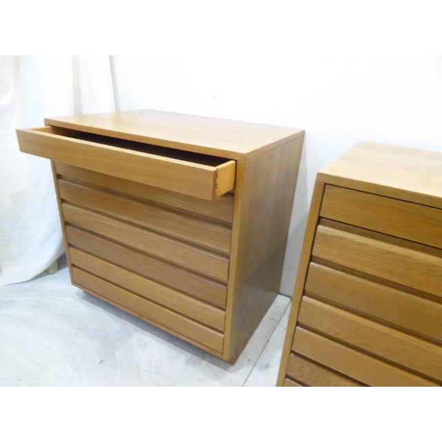 American Vintage Modern Oak Bedside Chests - a Pair For Sale - Image 3 of 8