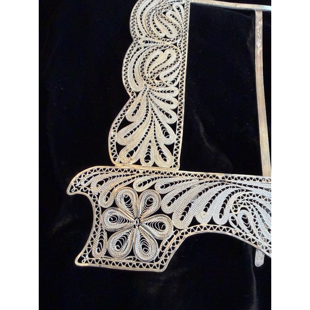 Metal Vintage Persian Silver Filigree Wedding Frame, Large For Sale - Image 7 of 14