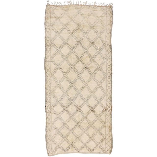 Mid 20th Century Vintage Moroccan Beni Ourain Rug - 06'03 X 13'08 For Sale - Image 12 of 12