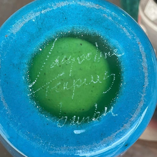 Vintage Art Glass Vase Signed Jacqueline Terpins For Sale In West Palm - Image 6 of 6