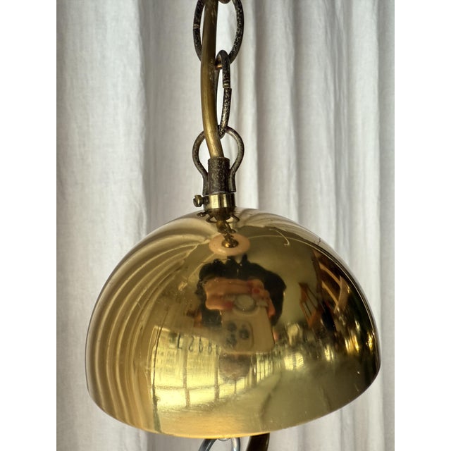 Mid-Century Pink Swirl Murano Glass and Brass Pendant, Italy, 1970s For Sale - Image 13 of 17