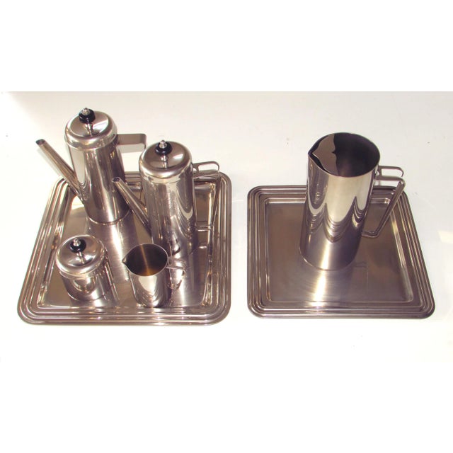Mid-Century Modern Silverplate Tea & Coffee Service With Pitcher and Trays - Set of 10 For Sale In Los Angeles - Image 6 of 6