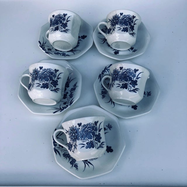 Vintage Royal Staffordshire Liberty J&g Meakin England Ironstone Teacups & Saucers S/5 For Sale In New York - Image 6 of 6