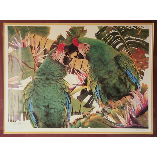 'Birds of Paradise" by Pam Mark, Limited edition print 186 of 350. Tropical theme with two parrots bickering - or are they...