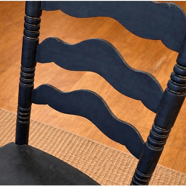 Mersman 1950s French Country Black Bistro Set With Vintage Mersman Scalloped Table For Sale - Image 4 of 6