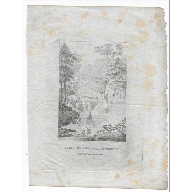 Rare Americana engraving of the "Falls of Pedler [Pedlar]" river in west central Virginia. Engraving from Analectic...