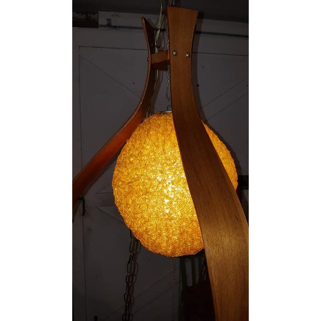 1960s MidCentury Modern Orange Lucite Spaghetti Hanging Swag Lamp