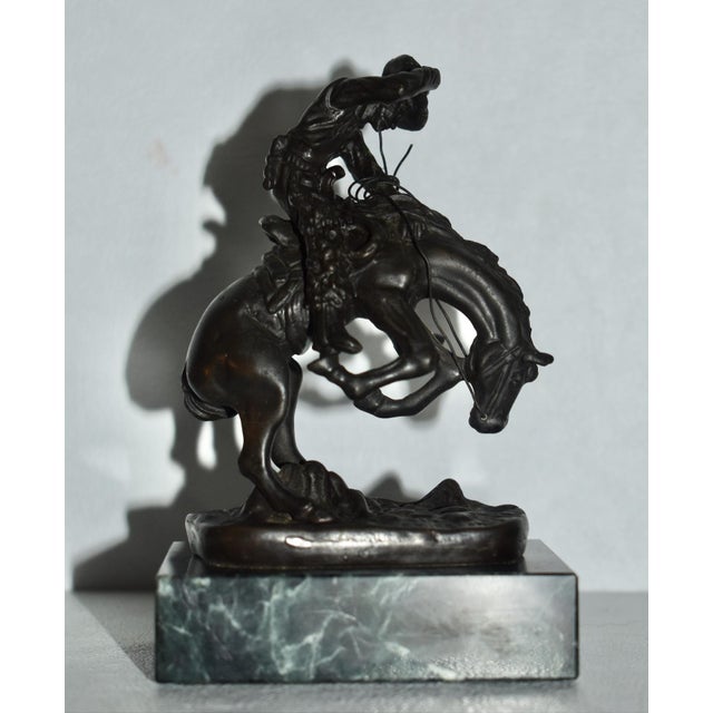 Miniature Frederic Remington Rattlesnake Bronze Sculpture Green Marble Base Mini For Sale - Image 13 of 18