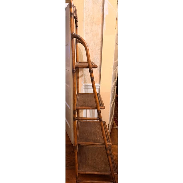 Coastal Boho Arched Rattan and Burnt Bamboo 4-Tier Étagère - 72" H For Sale - Image 12 of 12