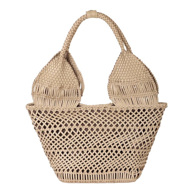 Margarita Beige Woven Tote For Sale