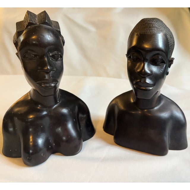 Early 20th Century Early 20th Century African Busts, Male and Female For Sale - Image 5 of 6