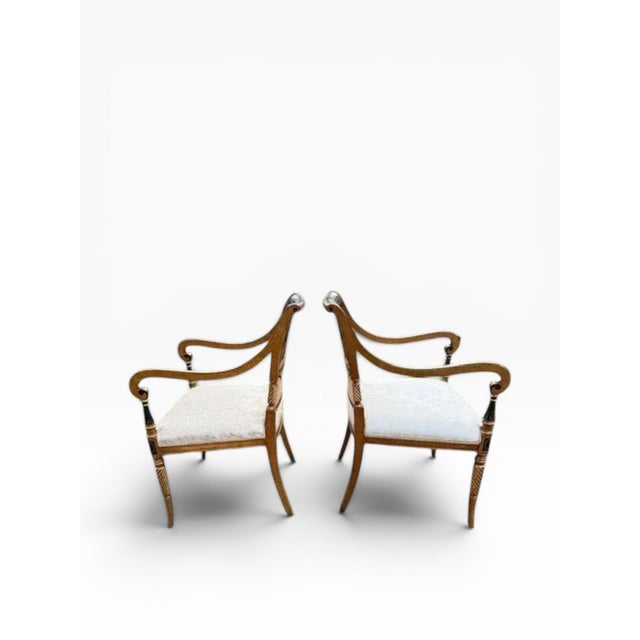 Gold Italian-Made Georgian Neoclassical Style Armchairs, Adam Style, Imported 2000s - Set of 2 For Sale - Image 8 of 14