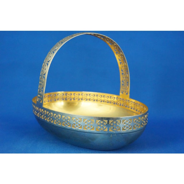 1920s Vintage Art Deco Basket in Metal from WMF Factory of Albert Mayer, 1920s For Sale - Image 5 of 18