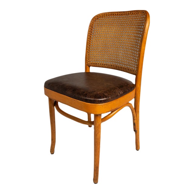 Single Patinaed Bentwood Prague Model 811 Side Dining Chair in Leather in the Manner of Josef Frank for Stendig, Usa, C. 1960s For Sale