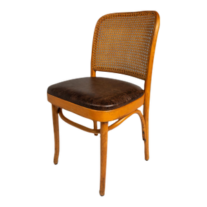 Single Patinaed Bentwood Prague Model 811 Side Dining Chair in Leather in the Manner of Josef Frank for Stendig, Usa, C. 1960s