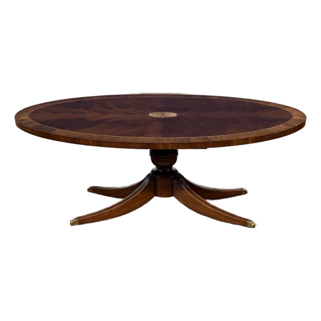 Oval Hepplewhite Style Mahogany Cocktail Table by Leighton Hall - Showroom Sample For Sale