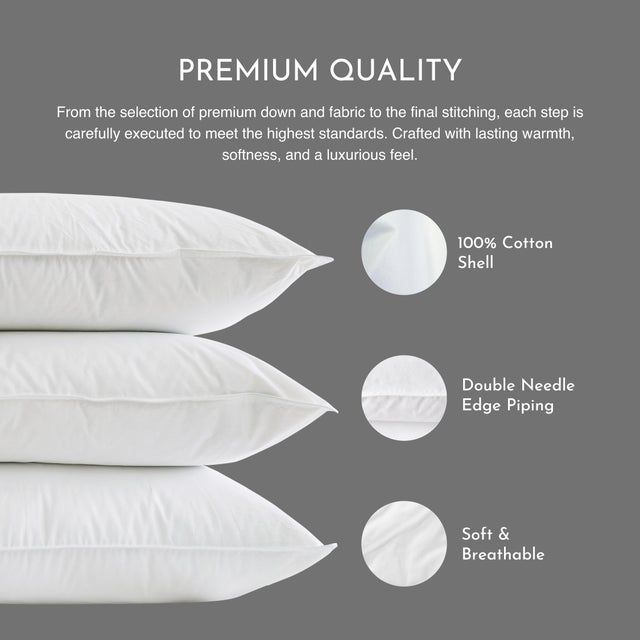Hotel Luxe Firm White Goose Down Pillow with Cotton Shell, Queen For Sale - Image 4 of 8
