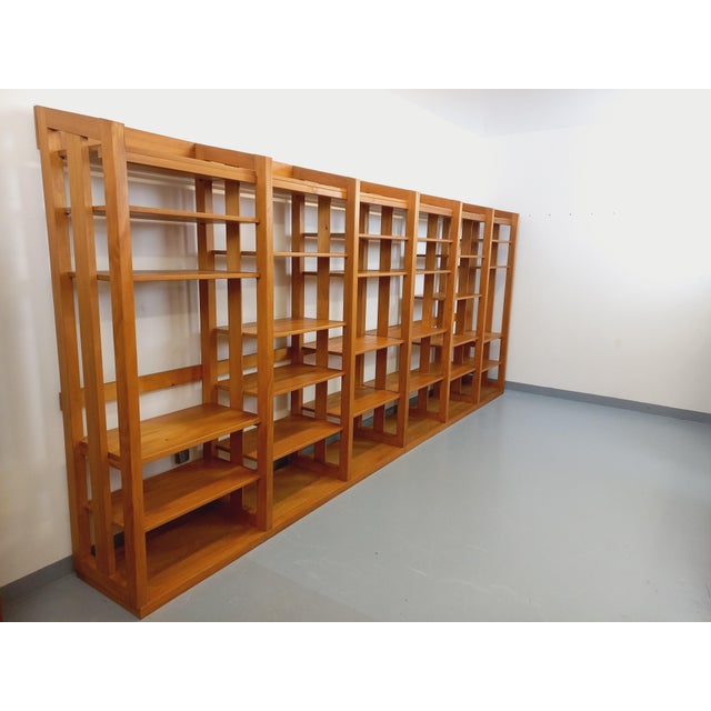 Large Modular Bookcase with Pine Shelves, 1970s, Set of 6 For Sale - Image 16 of 18