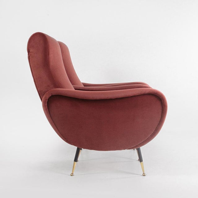 Italian Armchairs in Brick Red Velvet, 1960s, Set of 2 For Sale - Image 4 of 13