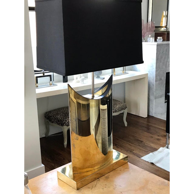 Vintage 1970s Mid-Century Italian Brass Sculptural Table Lamp - Coconut Company Nyc For Sale - Image 12 of 13
