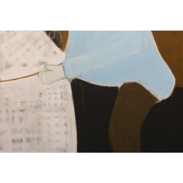 Textile Large Equestrian Oil Painting on Unprimed Belgian Linen For Sale - Image 7 of 8