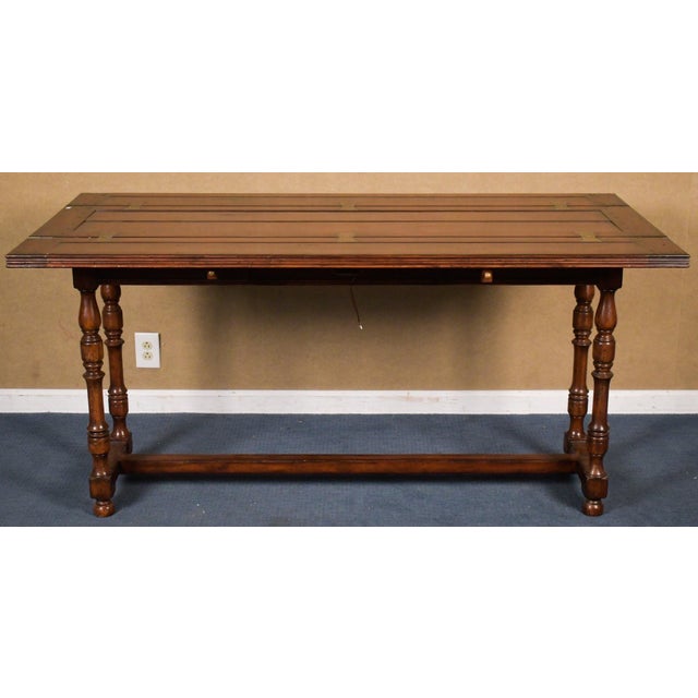 Wood Attributed to Jonathan Charles Country Farmhouse Walnut Hunt Table For Sale - Image 7 of 12
