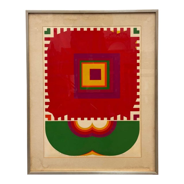 Limited Edition Signed + Numbered Geometric Abstract Serigraph , Vintage For Sale