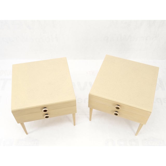 Wood Mid-Century Modern Bleached Walnut Cork Tops Paul Frankl End Side Tables MINT! For Sale - Image 7 of 18