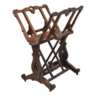 Antique American Victorian Carved Black Walnut Adjustable Folio Print Stand For Sale