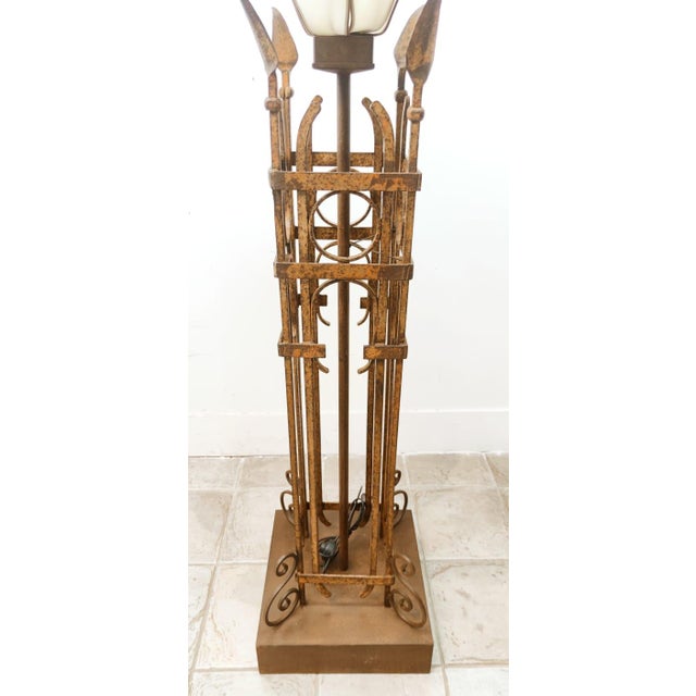 Vintage Iron Palm Tre Floor Lamp with Fabric Petals For Sale - Image 11 of 18