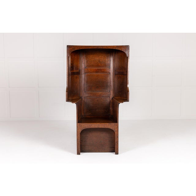 Large Late 18th Century English Oak Hooded Chair For Sale - Image 12 of 14
