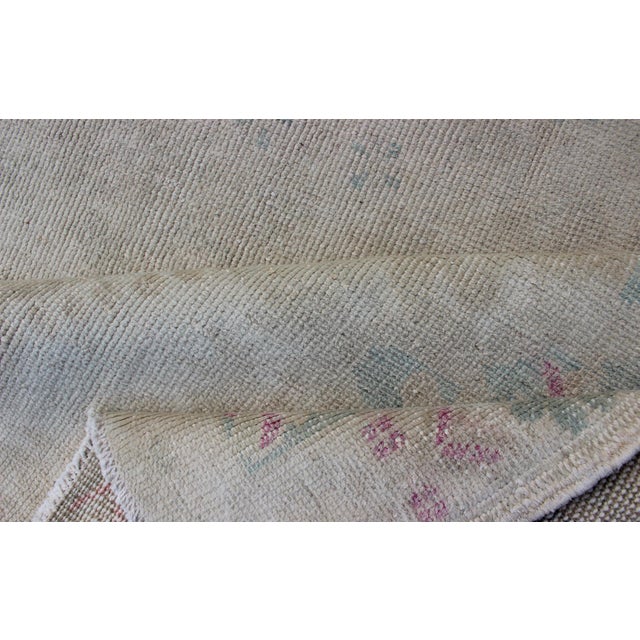 Vintage Turkish Oushak Rug in Pale Blue, Taupe and Soft Pastel Tones For Sale - Image 11 of 12