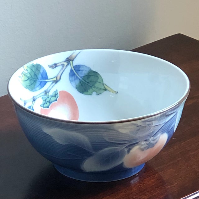 Vintage Japanese Peach Tree Decorative Porcelain Bowl For Sale - Image 9 of 12
