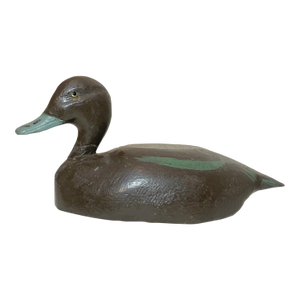 Antique Hand Carved Wood Flat Bottom Folk Art Bluebill Duck Decoy Sculpture