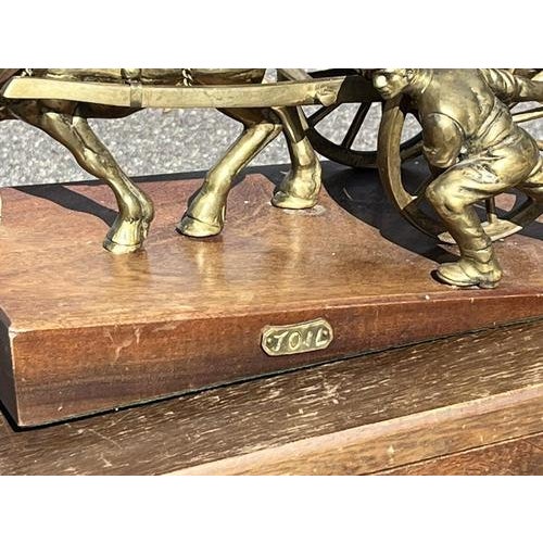 Large Brass Farmer with His Horse and Cart Centrepiece For Sale - Image 4 of 9