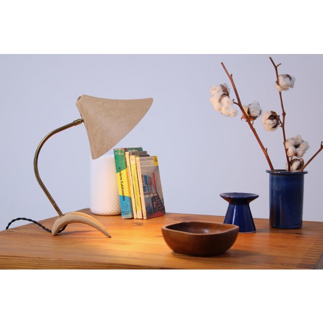 Brass and Beige Crowfoot Table Lamp attributed to Cosack Leuchten, 1950s For Sale - Image 14 of 18