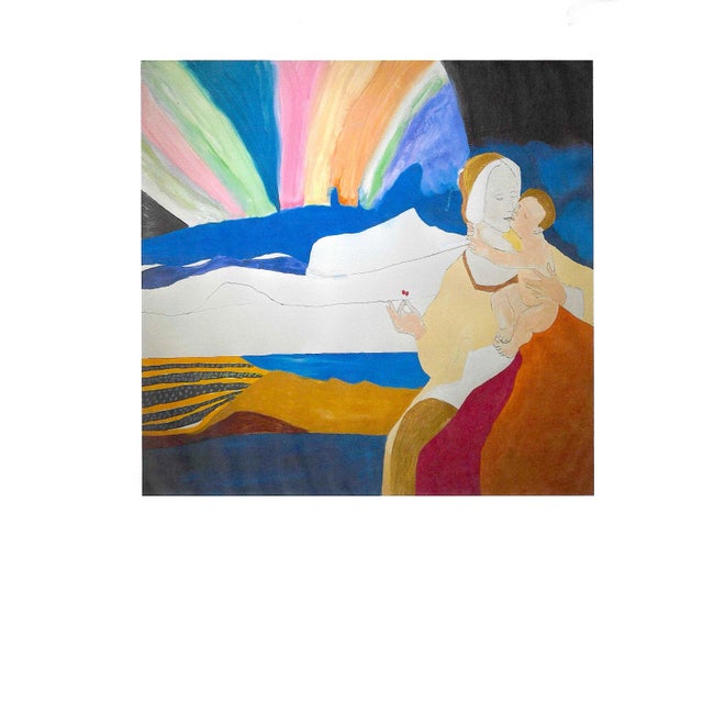 Contemporary Greenland Madonna Watercolor Painting For Sale - Image 3 of 3