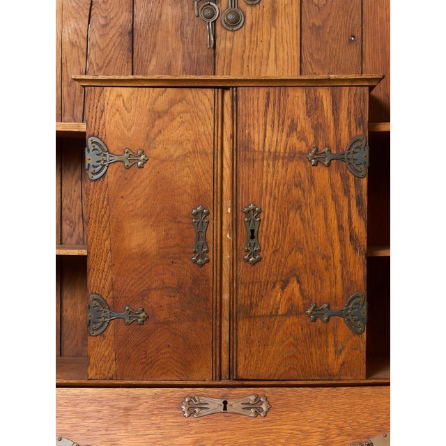 Rare Antique Arts and Crafts Style Oak Secretary Bookcase For Sale - Image 10 of 12