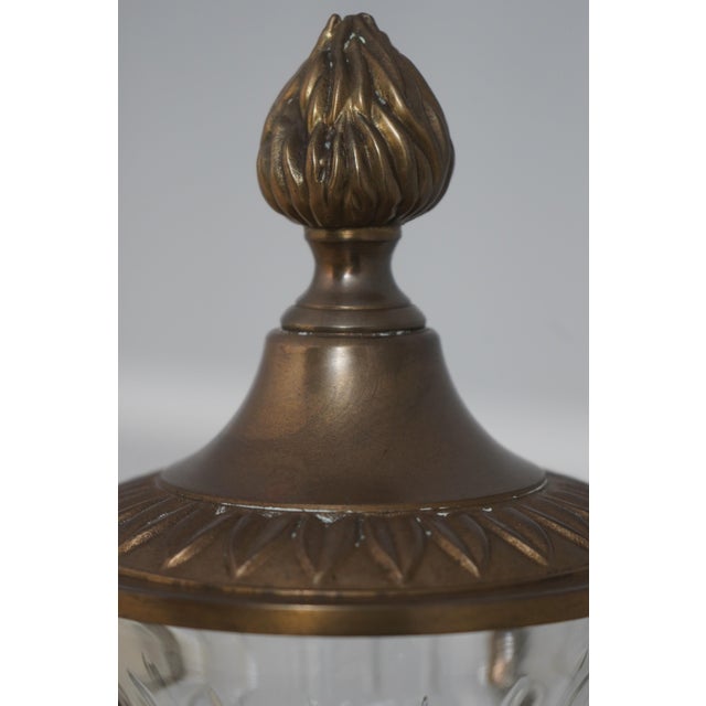 1980s 1980s Pair of Brass & Glass Lidded Vase Candle Holder Epergne For Sale - Image 5 of 12