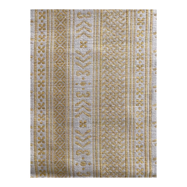 1.5 Yards of Teyssier Flores Stripe Fabric in Citrus Yellow For Sale