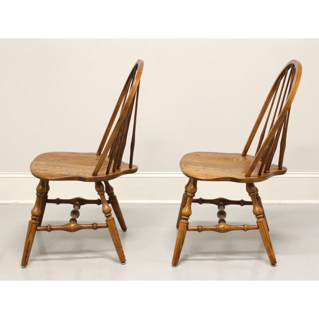 Hale Mid 20th Century Solid Oak Windsor Dining Side Chairs - Pair B For Sale In Charlotte - Image 6 of 11