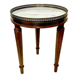 Mid-Century Neoclassical Hollywood Regency Carrara Marble Top Drinks Table For Sale