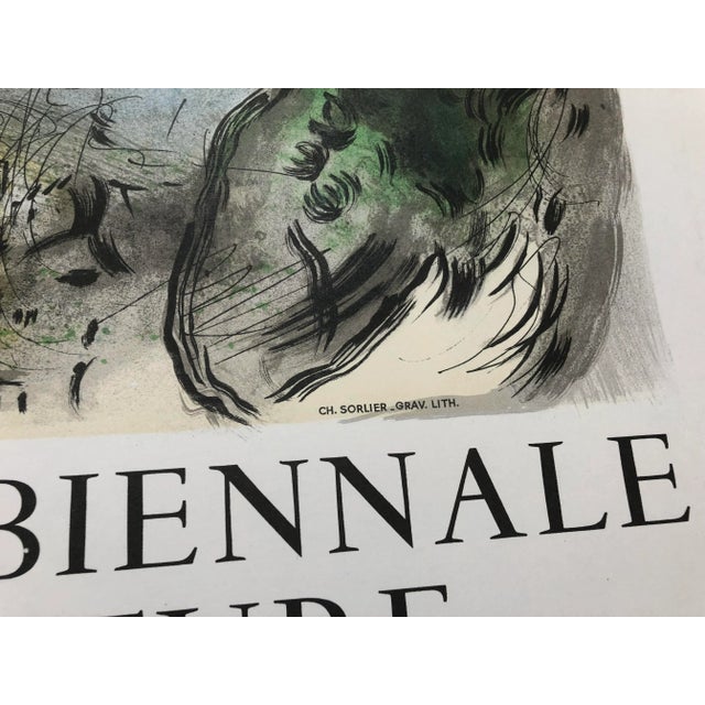 Marc Chagall the Bluebird (L'Oiseau Bleu) 30" X 20" Lithograph 1968 Modernism Gray, Blue, Green Bird, Flowers For Sale - Image 9 of 11